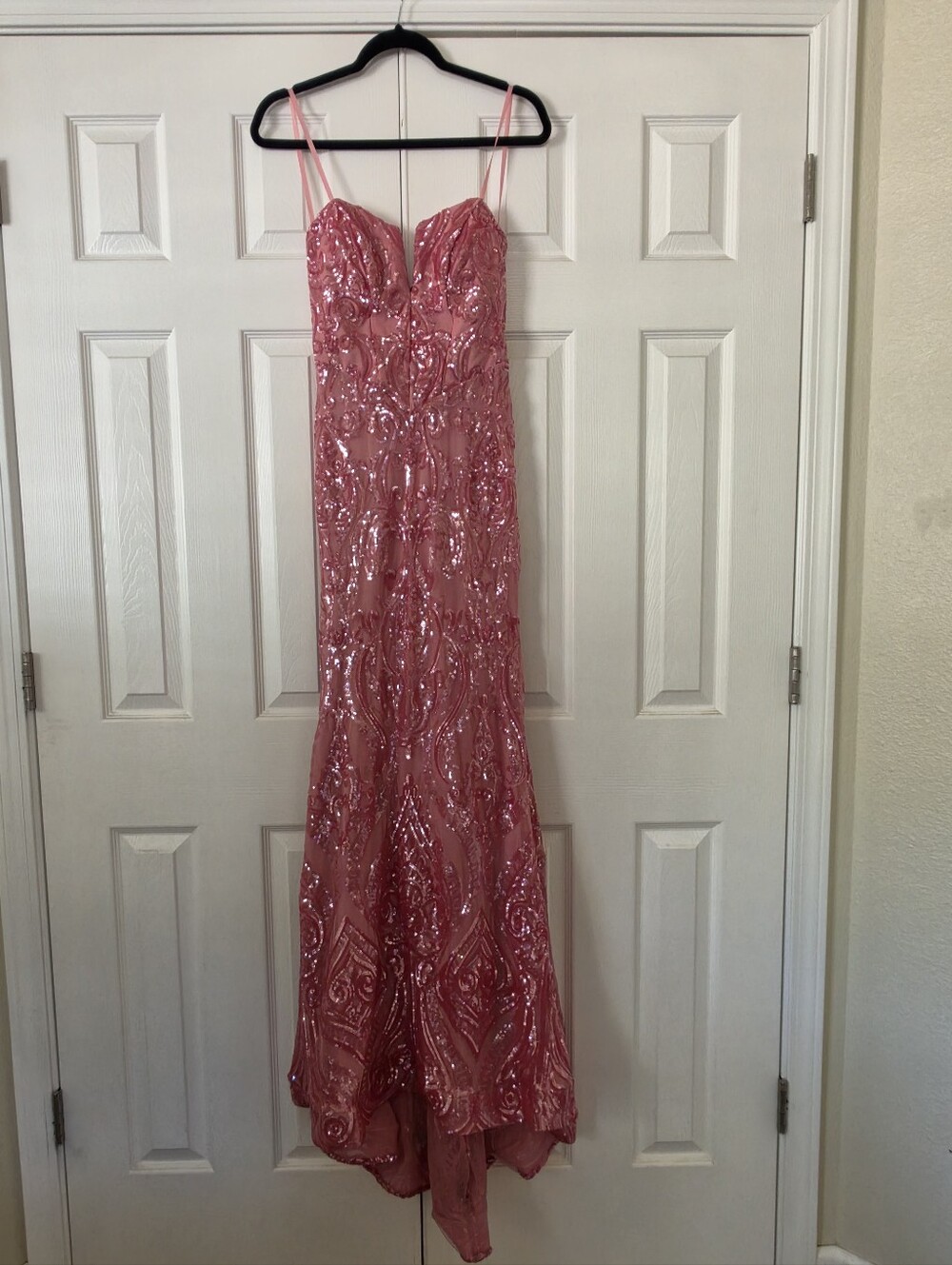 B Darlin Pink 🌸 Sequin Strapless Gown Prom Wedding Guest Party Elegant Gown